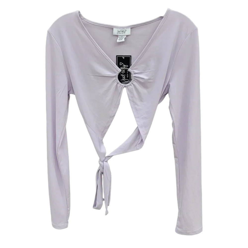 NWT Just Polly Lavender Long Sleeve Tie Waist Crop Top